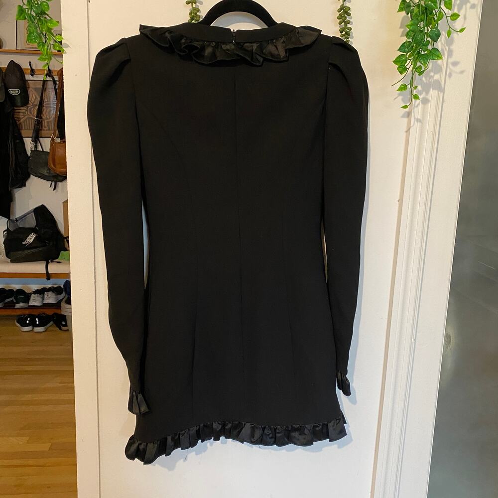 Alessandra Rich Black Rhinestone Long Sleeve Ruffle Mini Dress sz S - Picture 13 of 15